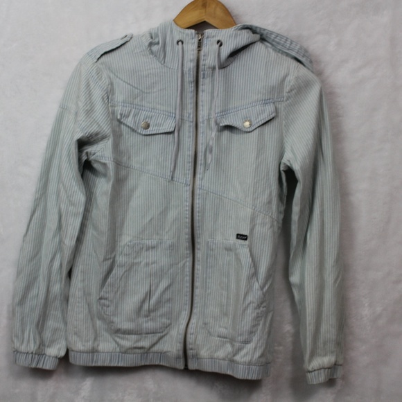 Volcom Tops - Volcom Hooded Jacket Zip Up Cotton Striped Size XS